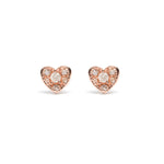 14k gold grey diamond heart stud Earrings - LODAGOLD