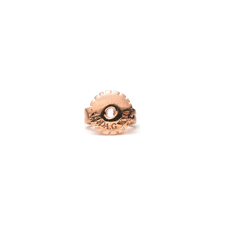 14K gold Pink sapphire&grey dia "U" single earring - LODAGOLD
