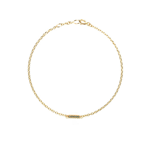 14k gold blue diamond bar bracelet - LODAGOLD